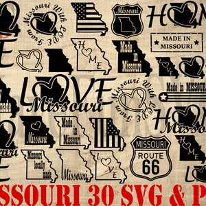 Missouri 30 Files Bundle SVG PNG Cut Cutting Cricut Laser Designs Clipart Outline Map Shape T-shirt Love USA State Instant Download 004
