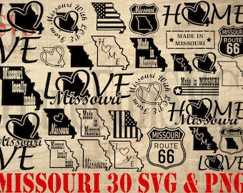 Missouri State SVG PNG Dateien Bundle: 30 Clipart Shirt Designs (Digitaler Download)