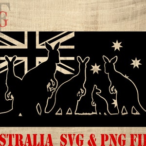 Australische Flagge Känguru SVG PNG Vektor digitaler Download Dateien Shirt Design Cricut Becher Presse Clipart Tragetasche Druck Liebe Zuhause Australien Karte