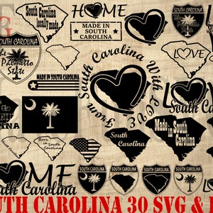 Digital Design Bundle South Carolina State 30 Vector SVG PNG Files Instant Download Cricut Shirt Mug Press Clipart Outline Silhouette Shape
