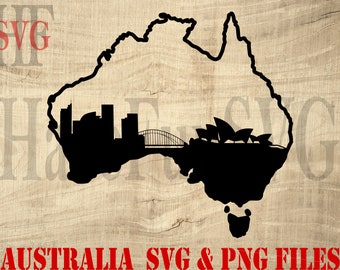 Australien Map SVG PNG Datei: Shirt Design, Clipart (digitaler Download)