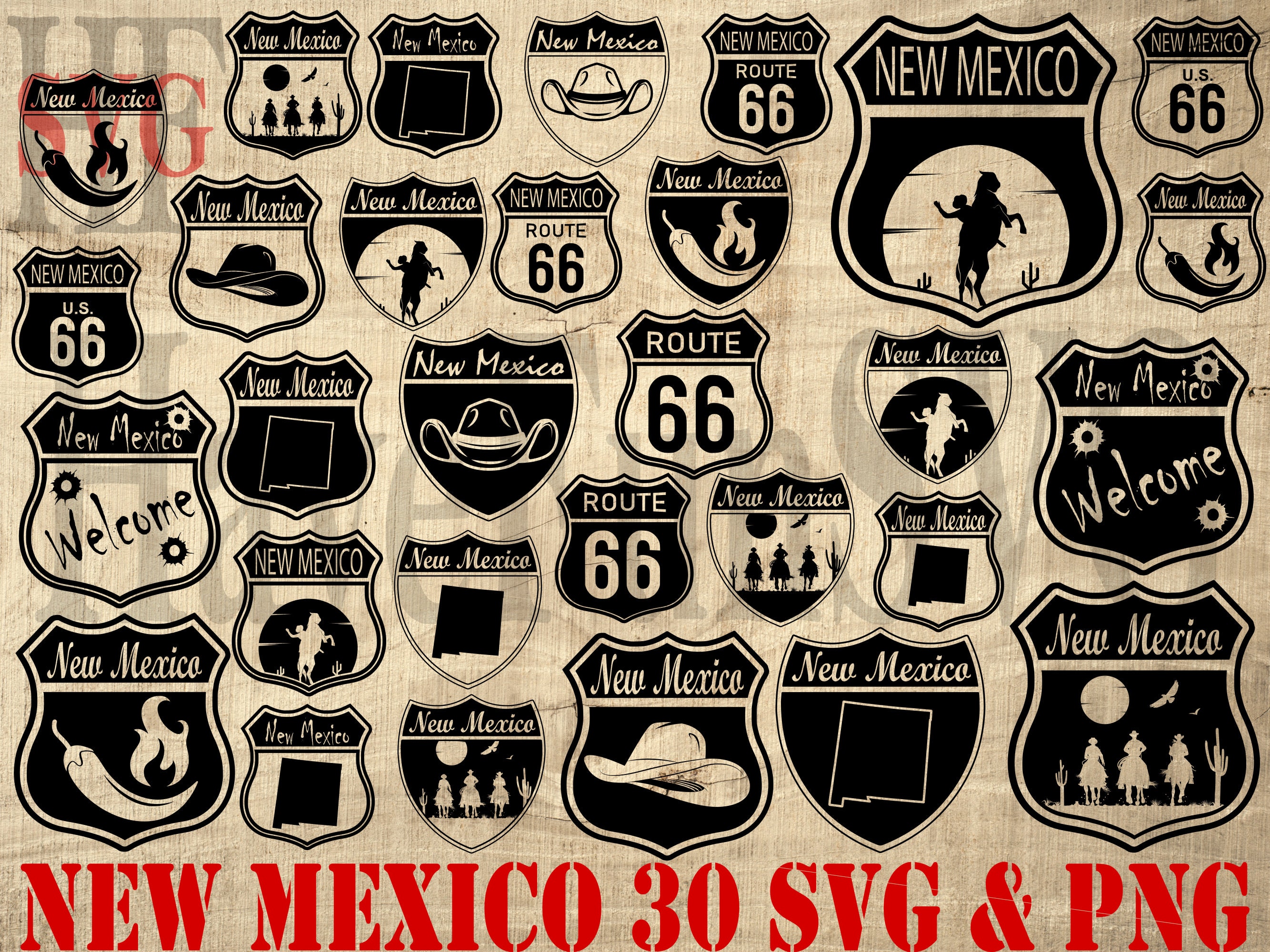 Nm Rld Svg New Mexico 30 SVG PNG Files Clipart Bundle, Shirt Designs (digital ...