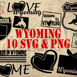 État du Wyoming SVG PNG vecteur impression téléchargement numérique fichiers Bundle chemise Design Cricut Mug presse Clipart coupe coupe carte forme contour