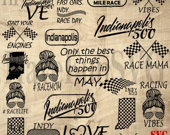 Indy 500 Race SVG PNG Files Bundle: Indianapolis Clipart Shirty Design (Digital Download)