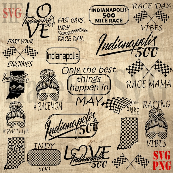 Shirt Design Gift Nascar Indianapolis Indy 500 Mile Race SVG PNG Indiana Digital Download Files Bundle Mug Clipart Vector Cricut Cutting