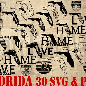 Florida State Formen SVG PNG Vektor-Druckdateien Bündel Schnitt Schneidemaschine Cricut Design Clipart Gliederhemd Süd-USA Alligators Gators
