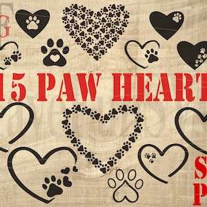 Patte coeur animal de compagnie chat chien fichiers PNG SVG téléchargement immédiat tag tags maman coeurs chats chiens animaux de compagnie perte de pattes découpé au laser des cliparts à la machine