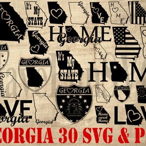Georgia USA State 30 SVG PNG Bundle Outline Shape ClipArt T-shirt Designs Cut Cricut Cutting Machine ga us Georgia Home Love Georgia 004