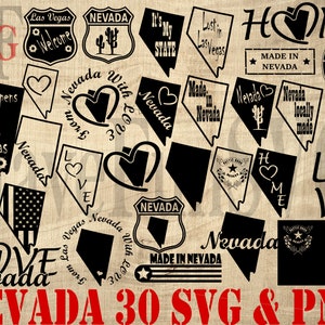 Nevada SVG PNG 30 Dateien Bundle Sofortiger digitaler Download Las Vegas Form Silhouette Karte Clipart Shirt Becher Cricut Schneiden Schnitt Lasercut USA 006
