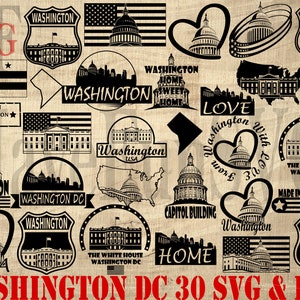 Washington DC City numérique SVG PNG fichiers téléchargement immédiat Bundle vecteur chemise Design Cricut Mug presse Clipart contour Silhouette forme impression
