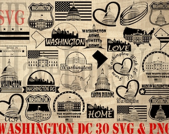 Washington DC City Digital SVG PNG Files Instant Download Bundle Vector Shirt Design Cricut Mug Press Clipart Outline Silhouette Shape Print
