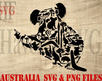 Australia Koala SVG PNG Clipart Shirt Design (Digital Download)
