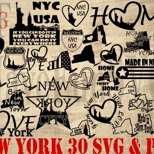 Maglietta New York City Stato Design Regalo 30 svg png Mappa Contorno NY NYC Download digitale File Bundle Clipart Vettore Cricut MugPress Modello