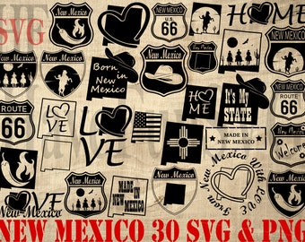 New Mexico SVG PNG Dateien Bundle: Zustand Clipart Designs (Digitaler Download)