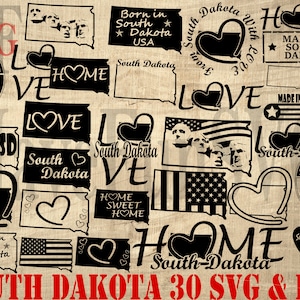 South Dakota SVG PNG 30 Dateien Bundle Zustand Digitales Design Sofortiger Download Shirt Cricut Becher Presse Clipart Schneiden Kontur Silhouette Form