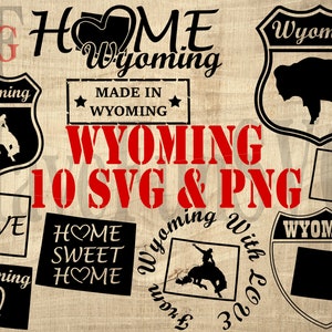 État du Wyoming SVG PNG impression téléchargement numérique fichiers Bundle chemise Design Cricut Mug presse Clipart vectoriel coupe coupe carte forme contour