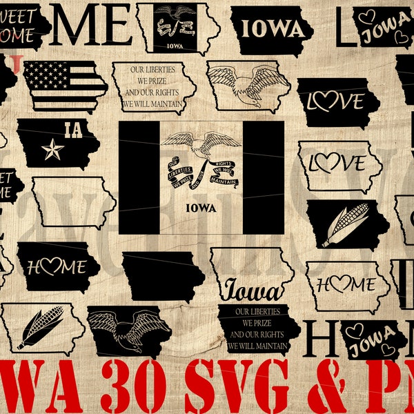 Iowa State USA 30 SVG PNG Instant Download Files Bundle Cricut Cutting Machine Silhouette Laser Cut Design Clipart Shape Bestseller 004