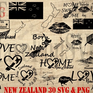 Vektor Neuseeland Shirt Designs SVG PNG digitale Download Dateien bündeln Cricut Becher Presse Clipart Schneidemaschine Tragetasche Druck Liebe Zuhause Karte