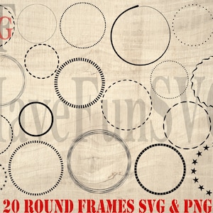 Circle Frames SVG PNG Digital Instant Download Files Bundle Print Frame Round Double Border Print Cricut Mug Silhouette Laser Cut ClipArt