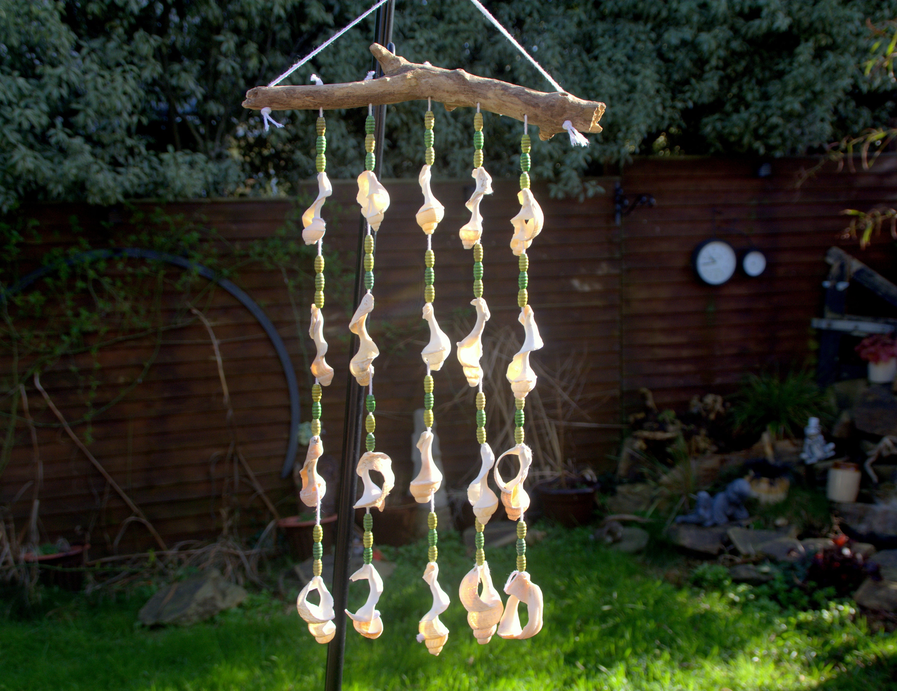 Irish Sea Worn Welk Shell Wind Chime and Natural Drift Wood. Etsy Ireland