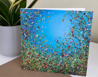 Abstract Wild Flowers Blank Greetings Card