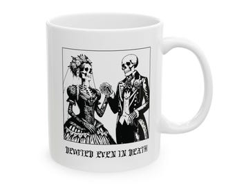 Funny Graphic Black Mug | Bold Gift Idea for Coffee Lovers | Unique Ceramic Cup | Sarcastic Office Humor | 11oz, 15oz | Skeleton Wedding