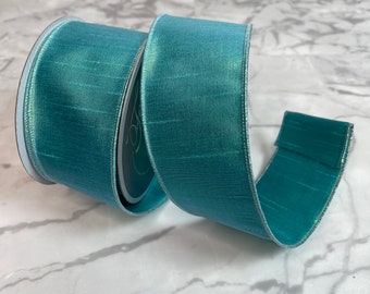 Farrisilk Color Accent Iridescent Blue ribbon, 2.5" X 10 Yrd. Ribbon, Farrisilk Ribbon, Designer Ribbon, luxury ribbon, Ribbon for Wreaths,