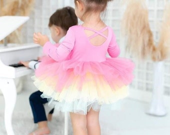 Robe tutu ballerines/robe tutu ballerines roses/robe de ballerine pour fille/robe tutu rose pour fille/tenue rose vif/robe de ballerine rose vif/