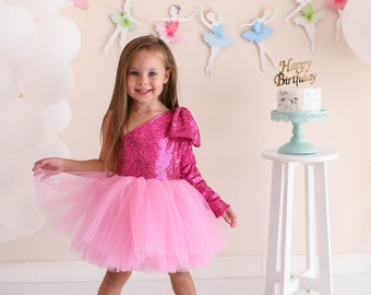 Pink Shiny Tutu Dress/Birthday Tutu Dress/Birthday Outfit/Girl's Birthday Dress Outfit/Sugar Pink Tutu Dress/hot pink tutu/hot pink outfit/