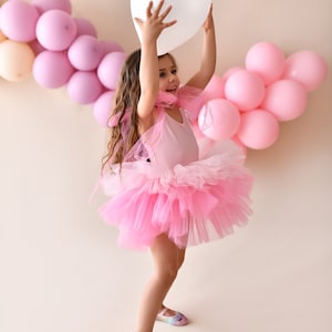 Pink Tulle Tutu Dress: Ballerina Outfit with Bow