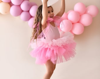 Robe/tenue pour bébés avec nœud rose et tulle/robe tutu pour petite robe/robe tutu rose pour fille/robe de ballerine pour petite fille