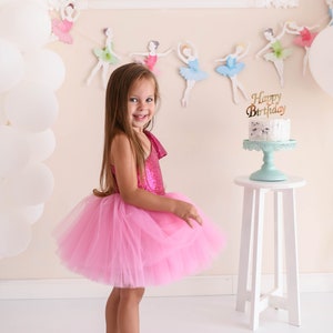 Pink Shiny Tutu Dress/Birthday Tutu Dress/Birthday Outfit/Girl's Birthday Dress Outfit/Sugar Pink Tutu Dress/hot pink tutu/hot pink outfit/ zdjęcie 4
