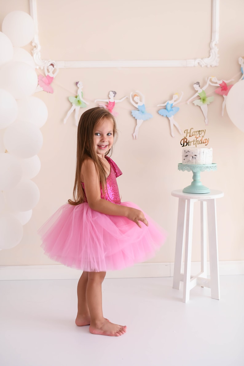 Pink Shiny Tutu Dress/Birthday Tutu Dress/Birthday Outfit/Girl's Birthday Dress Outfit/Sugar Pink Tutu Dress/hot pink tutu/hot pink outfit/ zdjęcie 4