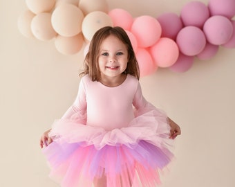 Pink Ballerina's Tutu Dress/Girl's ballerina dress/Girl's pink ballerina outfit/Girl's ballerinas tutu dress/long sleeve tutu dress/