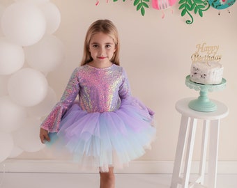 Lilac Shiny Tutu Dress/little girl's lilac tutu dress/girl's mermaid dress/shiny tutu dress/ballerina's tutu dress for girl/Girl's outfit