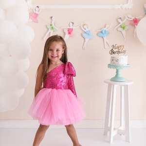 Pink Shiny Tutu Dress/Birthday Tutu Dress/Birthday Outfit/Girl's Birthday Dress Outfit/Sugar Pink Tutu Dress/hot pink tutu/hot pink outfit/ zdjęcie 3