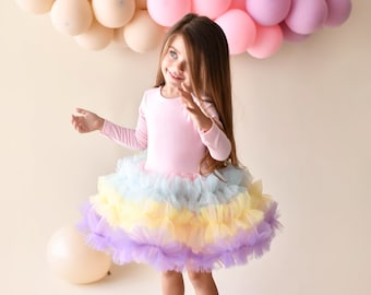 Robe tutu Grace/Robe tutu colorée/Robe ballerines pour petites filles/Robe ballerines pour bébés/tenue colorée d'anniversaire