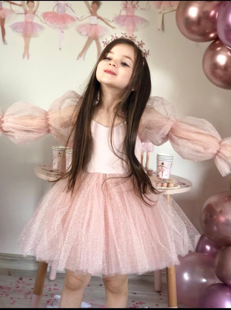 Luna Tulle Dress/ Birthday's outfit/Birthday's party dress/Girls dresses with tulle/tutu dress for girl/wedding dress for girl/powder tutu image 4