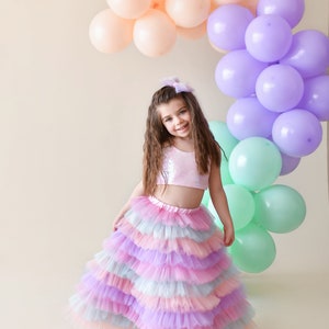 Colorful Tutu Skirt and Crop/Long tutu skirt for little girl/tutu skirt for girls/birthday tutu skirt for girl/Birthday's Outfit/crop top image 2