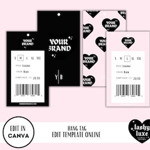 Modern boutique branding tag, fashion tag, hair tag, instant download, business price tag, product tag, canva editable template, hang tag