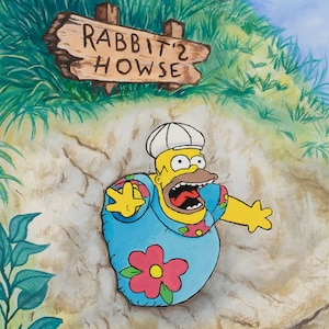 Homer at Rabbit's howse Oil painting print The Simpsons Winnie the Pooh