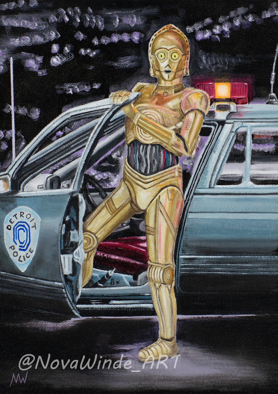C-3PO Star Wars Robocop C3po-cop Oil Painting Print Denmark
