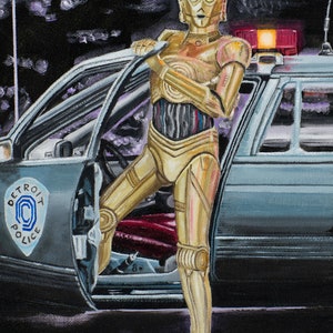 Impression de peinture à l'huile C-3PO Star Wars RoboCop C3PO-cop