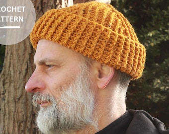 Fisherman beanie. Bobble stitch short beanie crochet pattern
