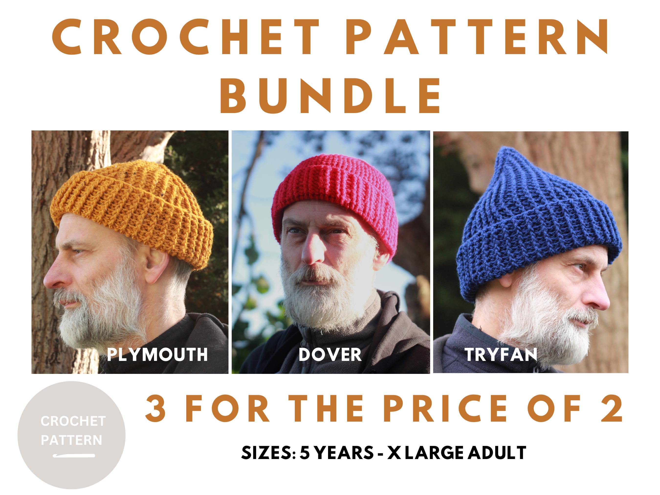 Fisherman's Hat Crochet Pattern Bundle: 3 Beanie Designs (PDF