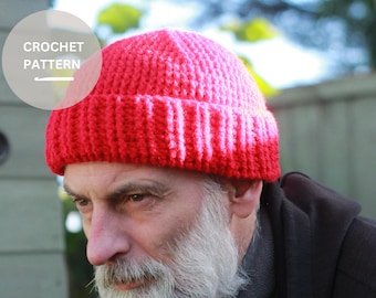 CROCHET PATTERN Pdf* Dover Fisherman Docker Crochet Hat, 5 Yrs - X L Adult, Men's Maritime Crochet Beanie, Fishing Trawler Hat, Nautical Cap