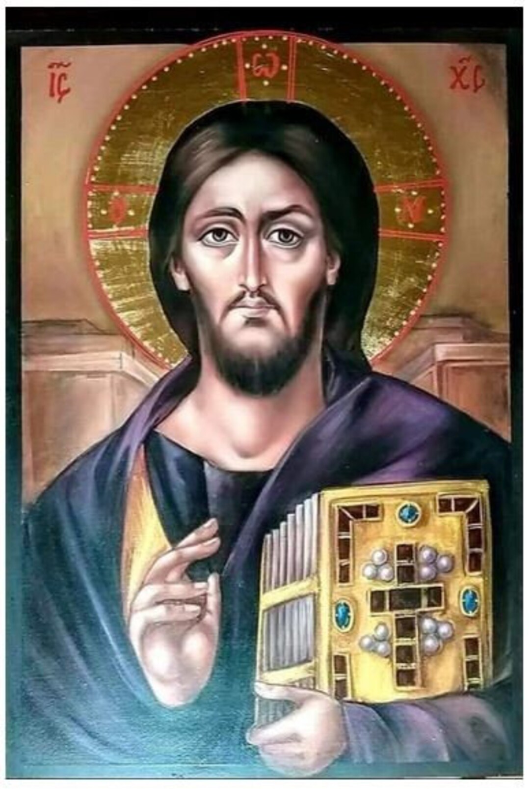 Hand-painted Jesus Christ Icon – 24K Gold Leaf, Orthodox Art - Etsy