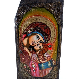 The Mother of God - Hand Painted Icon, Holy Virgin Mary with Jesus Christ, Christian Icon ~ 100% Handmade Orthodox, Byzantine Art - 29x57cm.