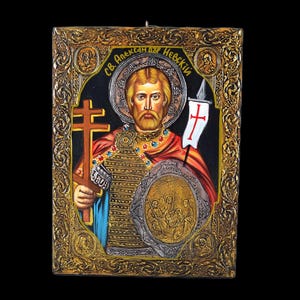 St. Alexander Nevsky - Orthodox, Unique Hand Painted Icon, Handmade Gift - Byzantine Art - Religious Painting - Personalization Possible