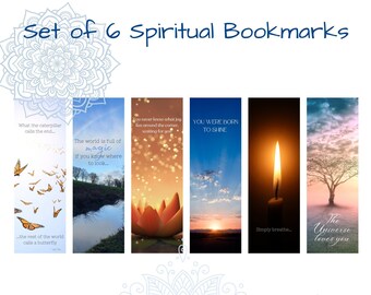 Set of 6 Spiritual Bookmarks, Positive Affirmation Bookmarks, Positive Bookmarks Set of 6, Digital Bookmarks to Download
